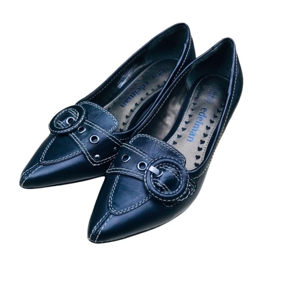 Libby Edelman Becca Point Toe Black Leather shoes 6M